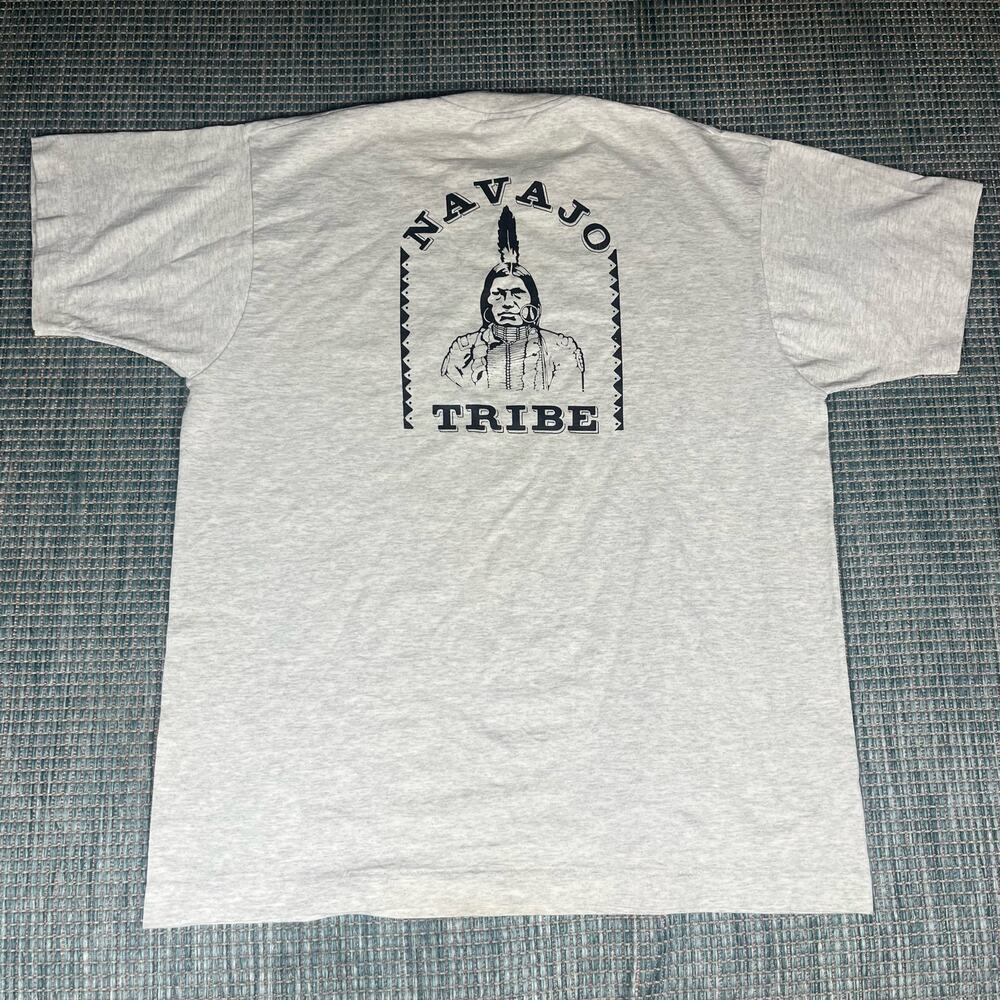 Vintage Single Stitch Navajo Tribe Loud Thunder Gray T Shirt Mens Sz L